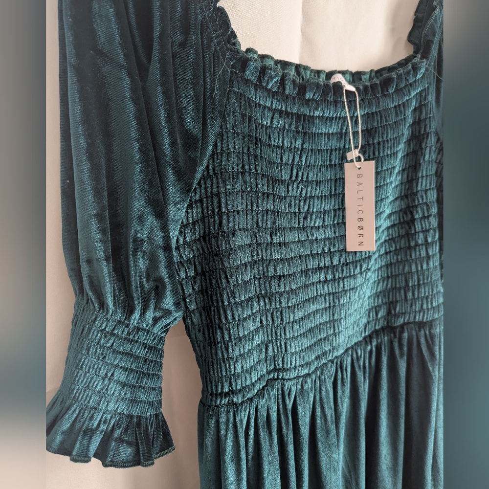 Baltic Born Vivaldi Smocked Velvet Midi Dress - Picture 3 of 9